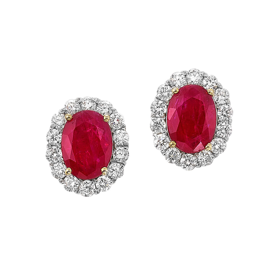 18Kt White Gold Diamond 3/4Ctw & Ruby 2Ctw Earring