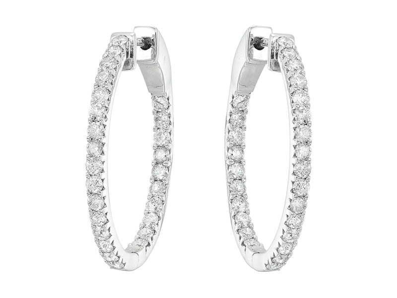 14Kt White Gold Diamond 3Ctw Earring (Oval Shape)