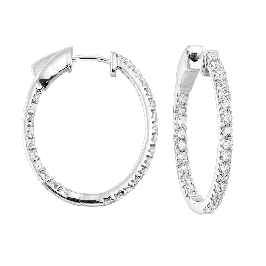 14Kt White Gold Diamond 2Ctw Earring (Oval Shape)