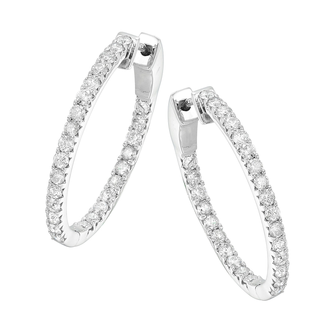 14Kt White Gold Diamond 2Ctw Earring (Oval Shape)