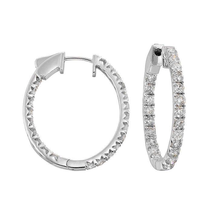 14Kt White Gold Diamond 3Ctw Earring (Oval Shape)