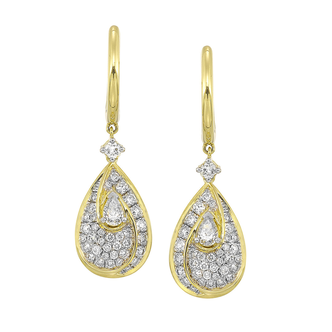 14Kt Yellow Gold Diamond 1 1/10Ctw Earring