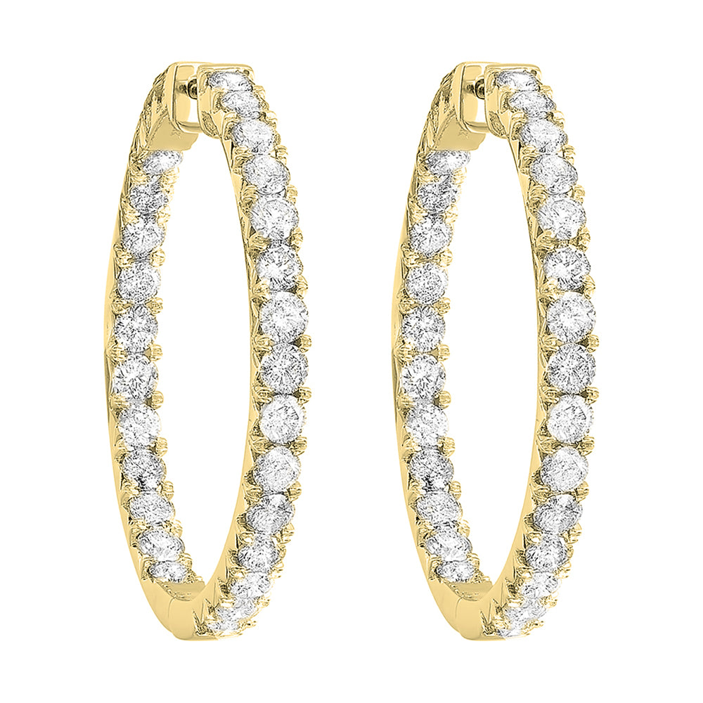 14Kt Yellow Gold Diamond 3Ctw Earring (Round Shape)