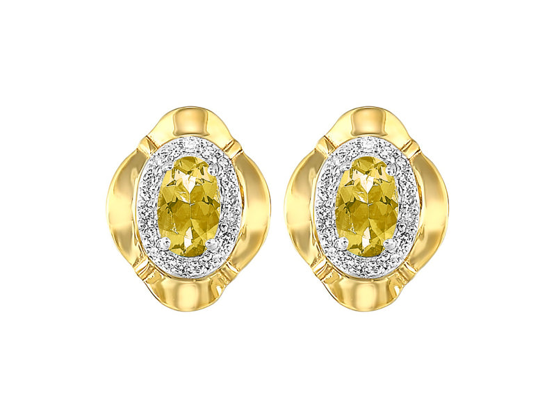 10Kt Yellow Gold Diamond 1/10Ctw & Citrine 3/8Ctw Earring