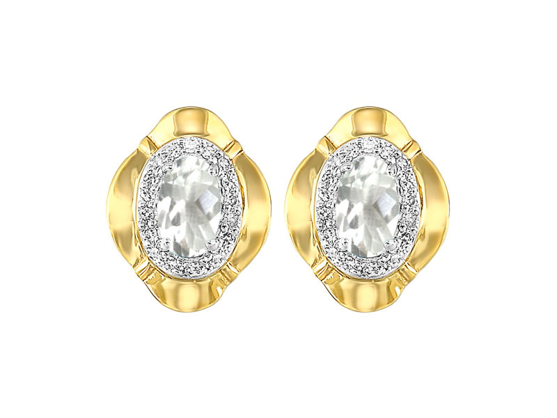 10Kt Yellow Gold Diamond 1/10Ctw & White Topaz 1/2Ctw Earring