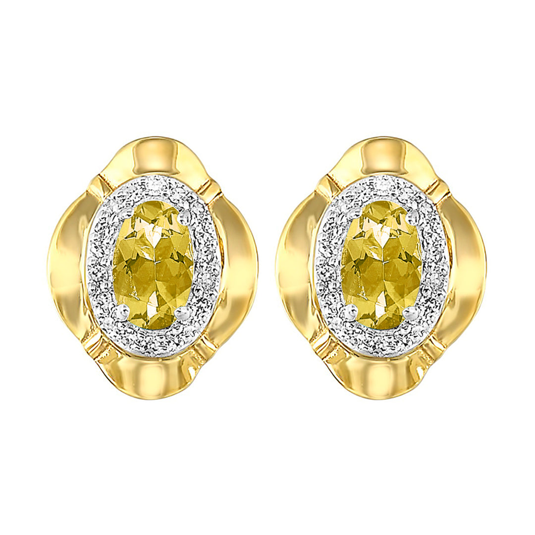 10Kt Yellow Gold Diamond 1/10Ctw & Citrine 3/8Ctw Earring