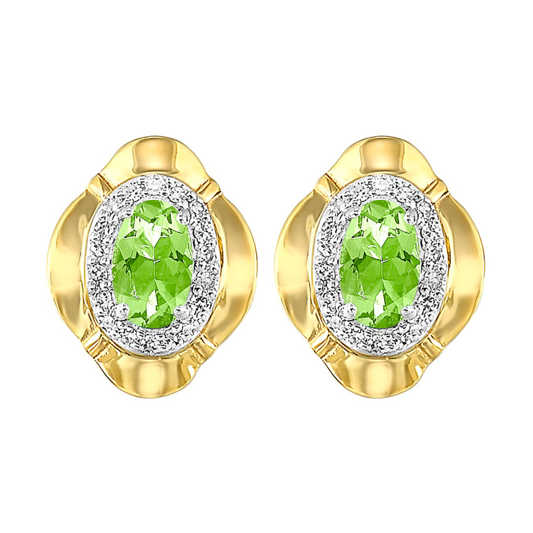 10Kt Yellow Gold Diamond 1/10Ctw & Peridot 1/2Ctw Earring