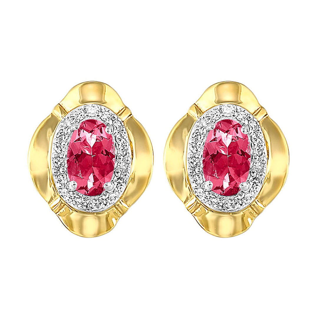 10Kt Yellow Gold Diamond 1/10Ctw & Ruby 3/8Ctw Earring