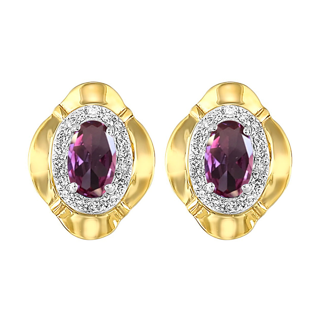 10Kt Yellow Gold Diamond 1/10Ctw & Syn Alexandrite 3/8Ctw Earring