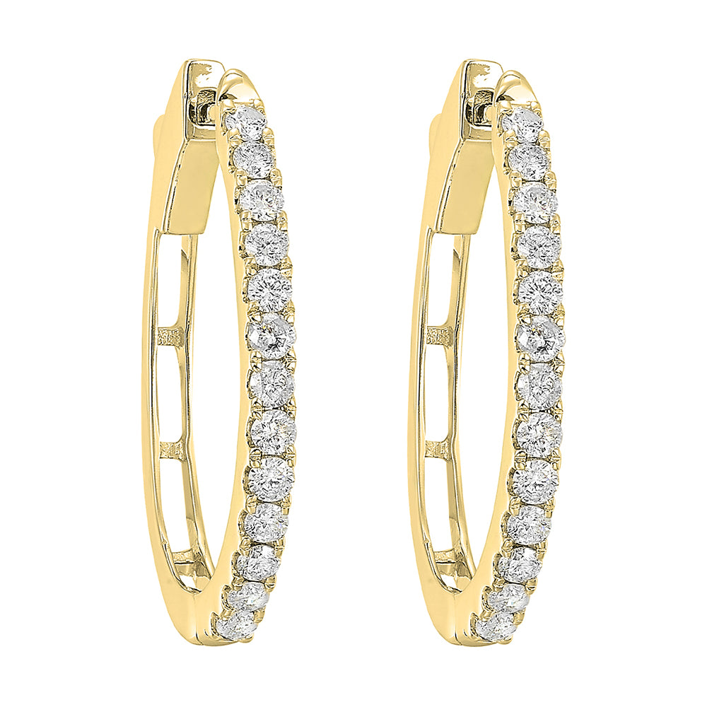 14kt Yellow Gold Diamond 1Ctw Earring