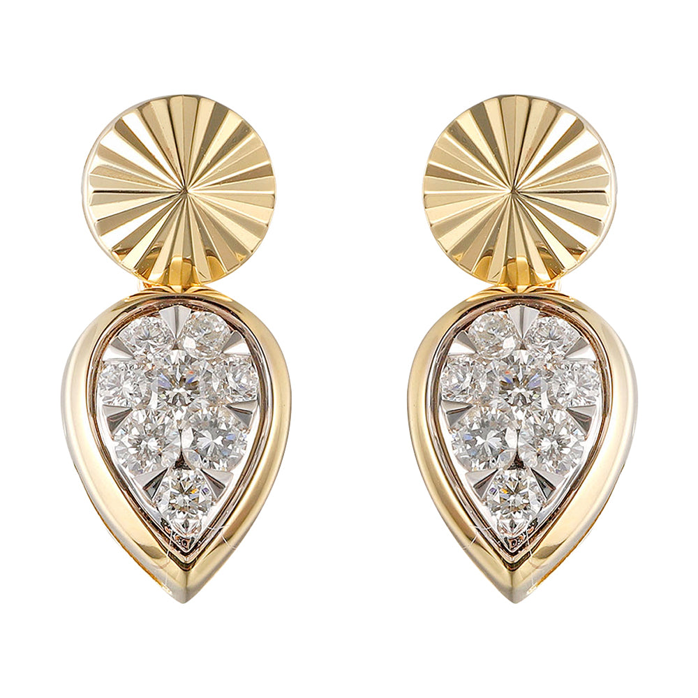 14Kt White Yellow Gold Diamond 1/3Ctw Earring