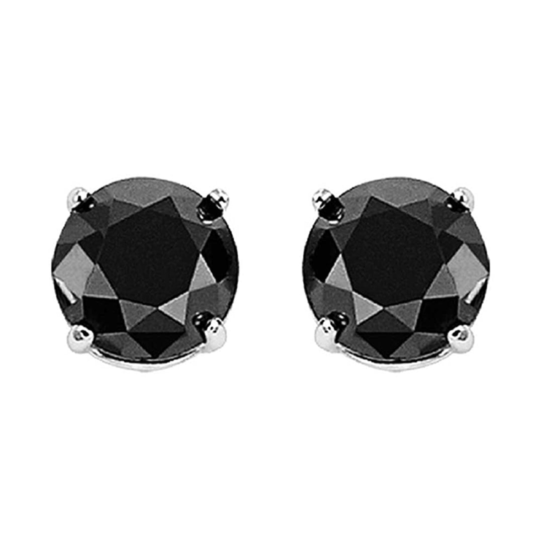 14Kt White Gold Black Diamond  5/8Ctw Earring