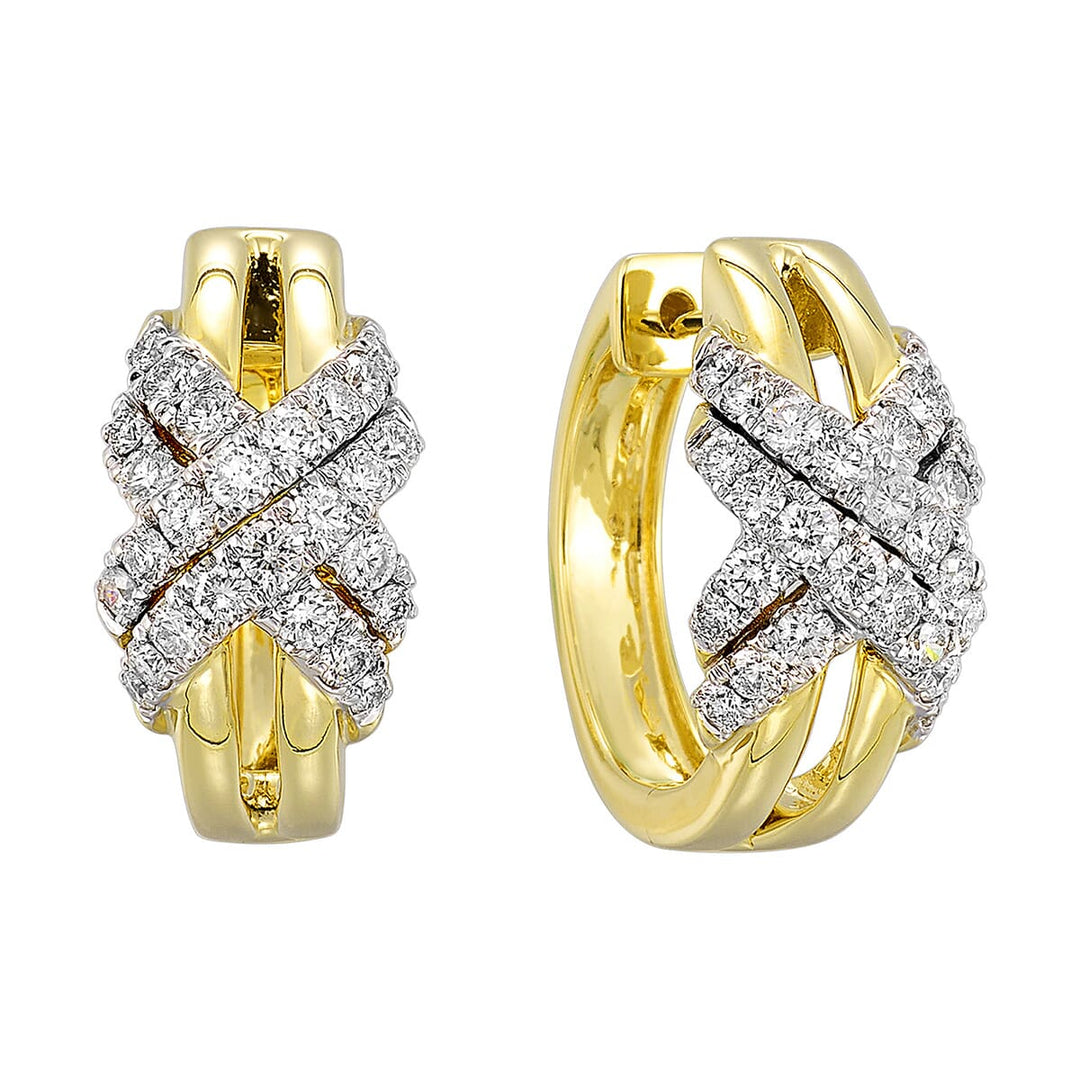 14Kt White Yellow Gold Diamond 1 1/10Ctw Earring