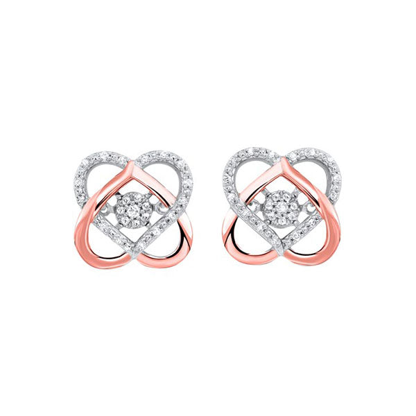 10Kt White Rose Gold Diamond 1/8Ctw Earring