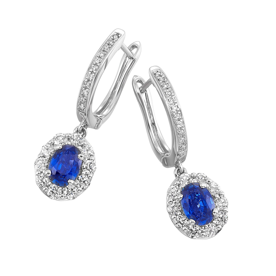 14Kt White Gold Diamond 3/4Ctw & Sapphire 2 1/7Ctw Earring