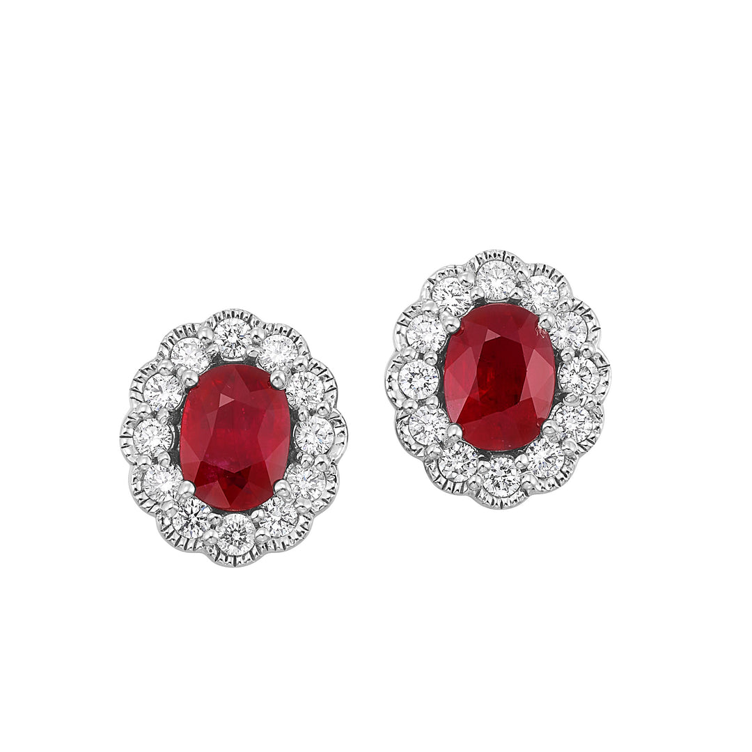 14Kt White Gold Diamond 1Ctw & Ruby 3 7/8Ctw Earring