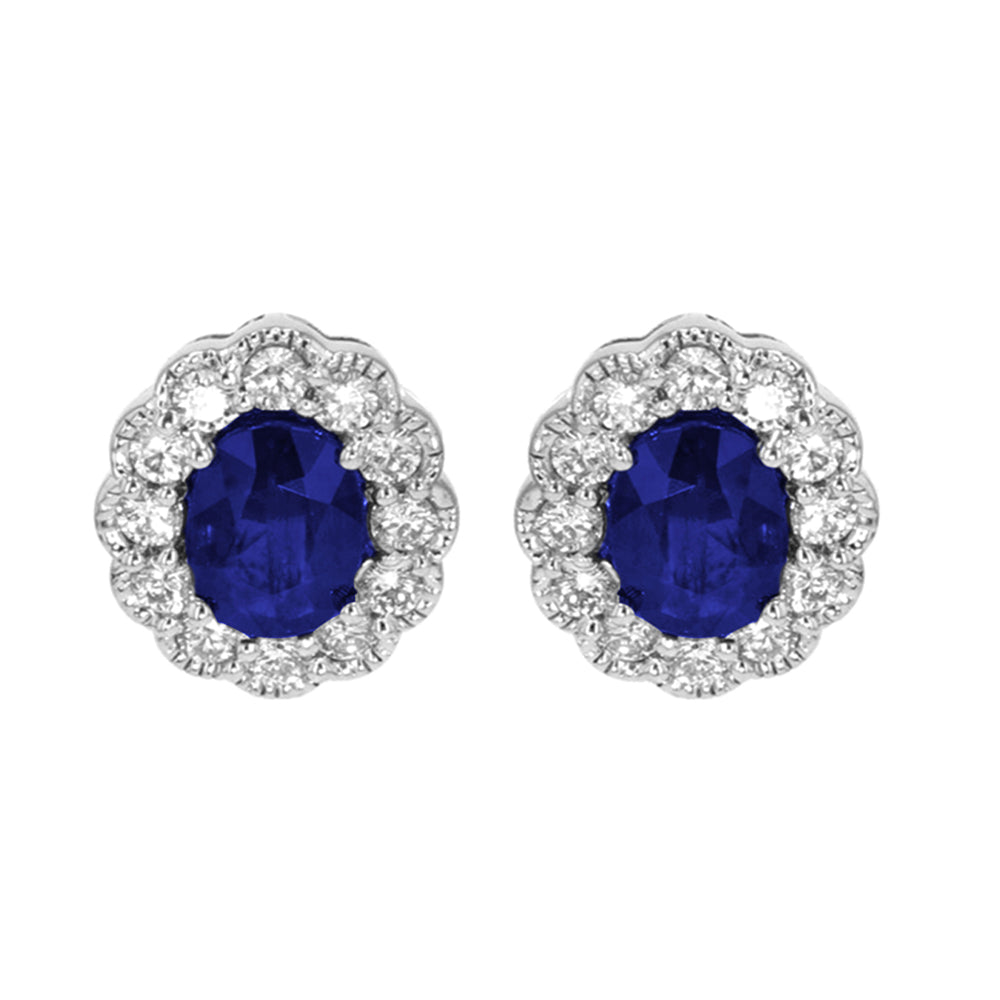 14Kt White Gold Diamond 1Ctw & Sapphire 3 7/8Ctw Earring