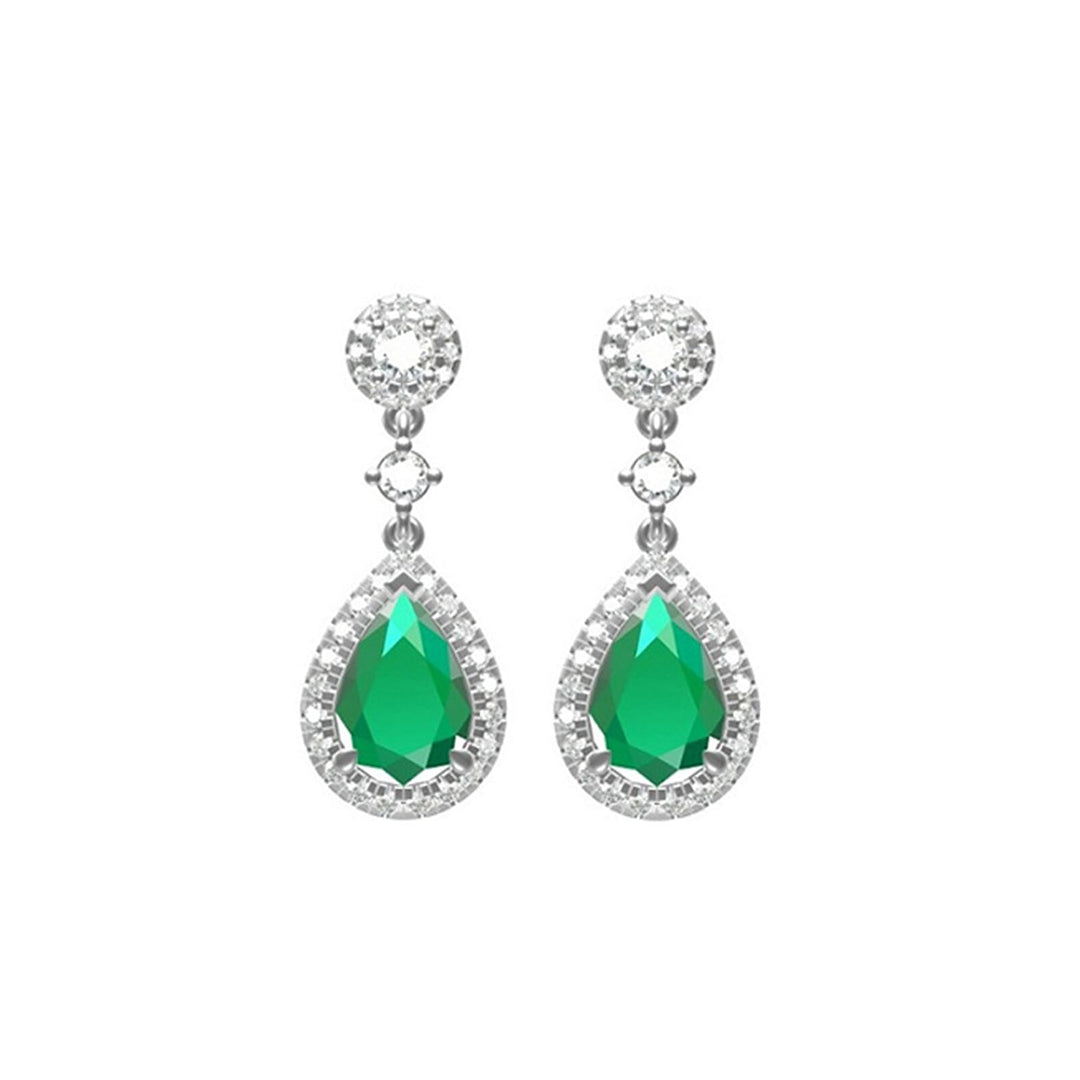 14Kt White Gold Diamond 7/8Ctw & Emerald 3 1/3Ctw Earring