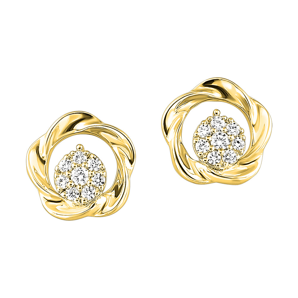 10KT Yellow Gold and Diamond 1/8Ctw Earring