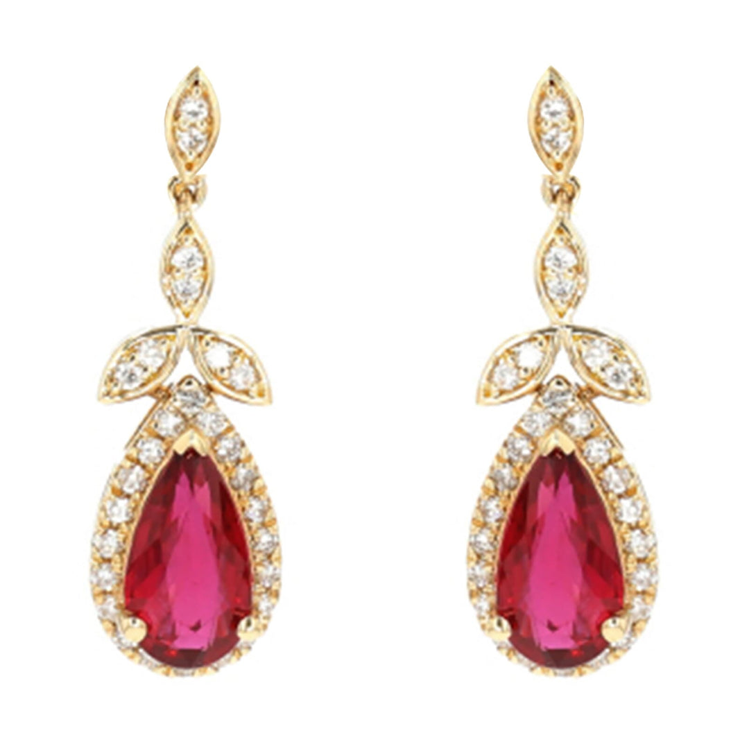14Kt Yellow Gold Diamond 1/3Ctw & Ruby 2Ctw Earring