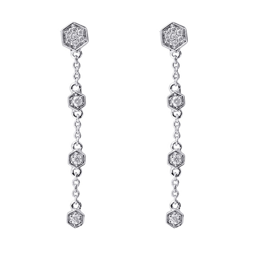 Silver Diamond 1/8Ctw Earring