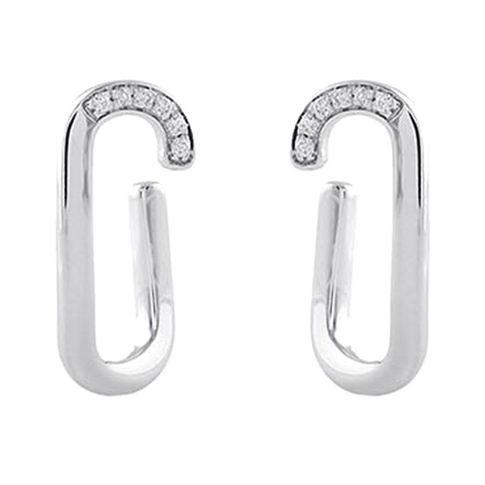 Silver Diamond 1/10Ctw Earring