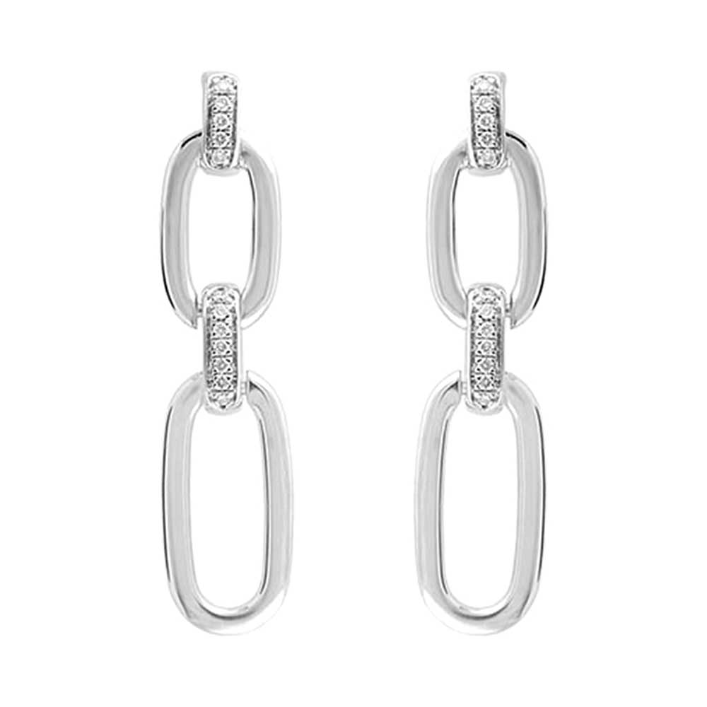 Silver Diamond 1/8Ctw Earring