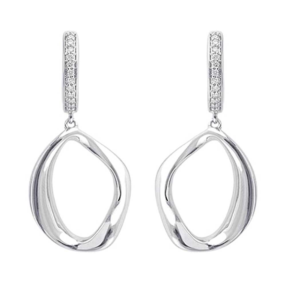 Silver Diamond 1/8Ctw Earring