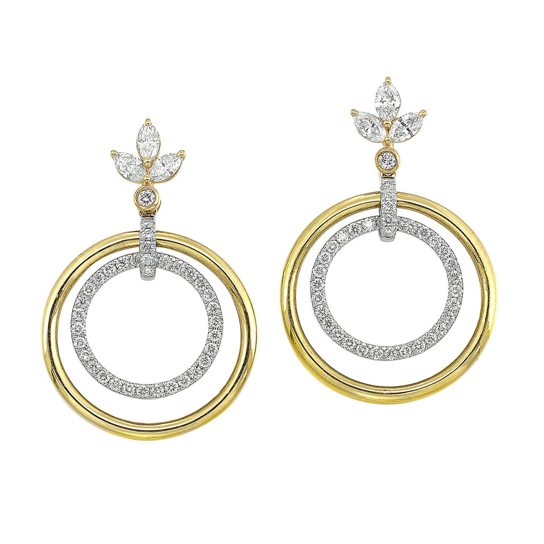 14Kt White Yellow Gold Diamond 3/4Ctw Earring