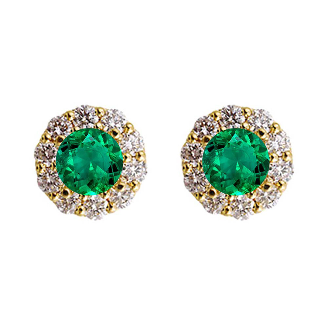 14Kt Yellow Gold Diamond 5/8Ctw & Emerald 3/4Ctw Earring