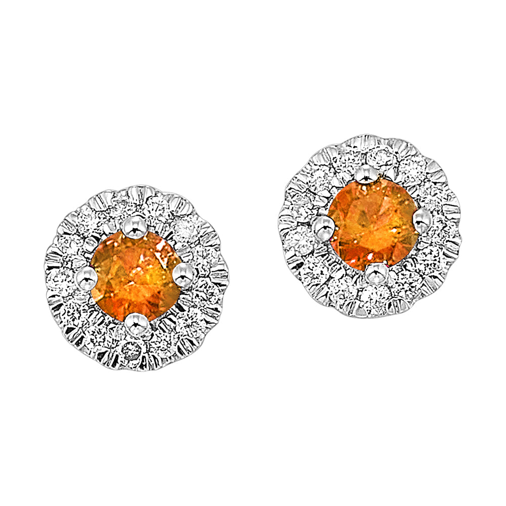 10Kt White Gold Diamond 1/10Ctw & Citrine 1/4Ctw Earring