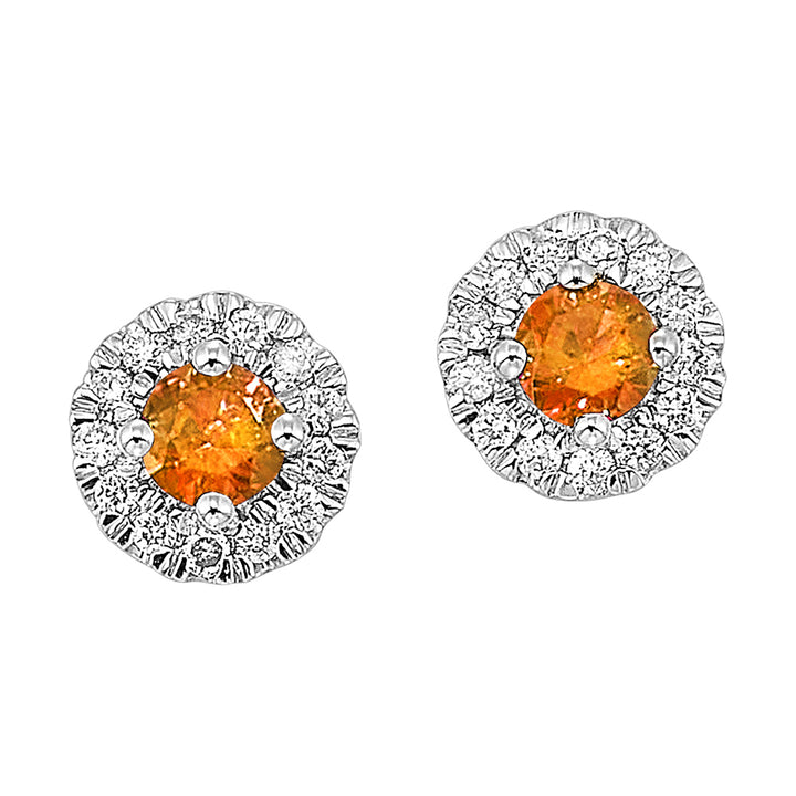 10Kt White Gold Diamond 1/10Ctw & Citrine 1/4Ctw Earring