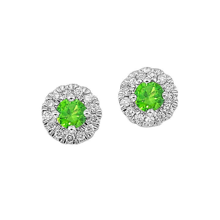 10Kt White Gold Diamond 1/10Ctw & Created Emerald 1/4Ctw Earring