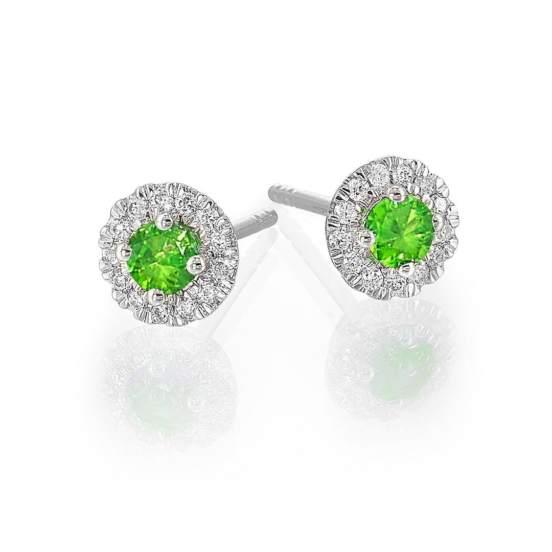 10Kt White Gold Diamond 1/10Ctw & Created Emerald 1/4Ctw Earring