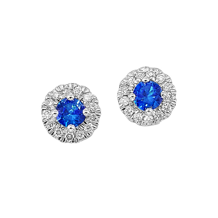 10Kt White Gold Diamond 1/10Ctw & Created Sapphire 1/4Ctw Earring
