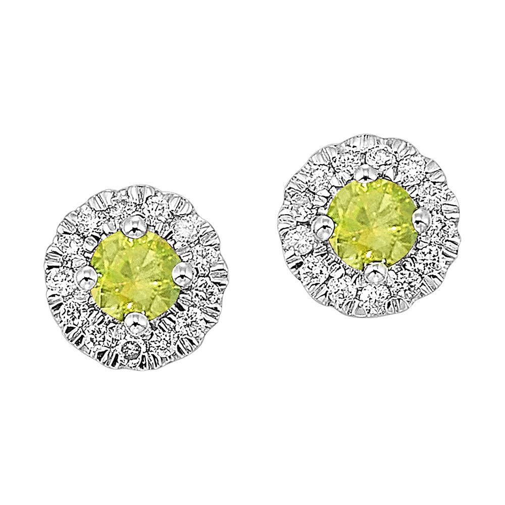 10Kt White Gold Diamond 1/10Ctw & Peridot 1/4Ctw Earring