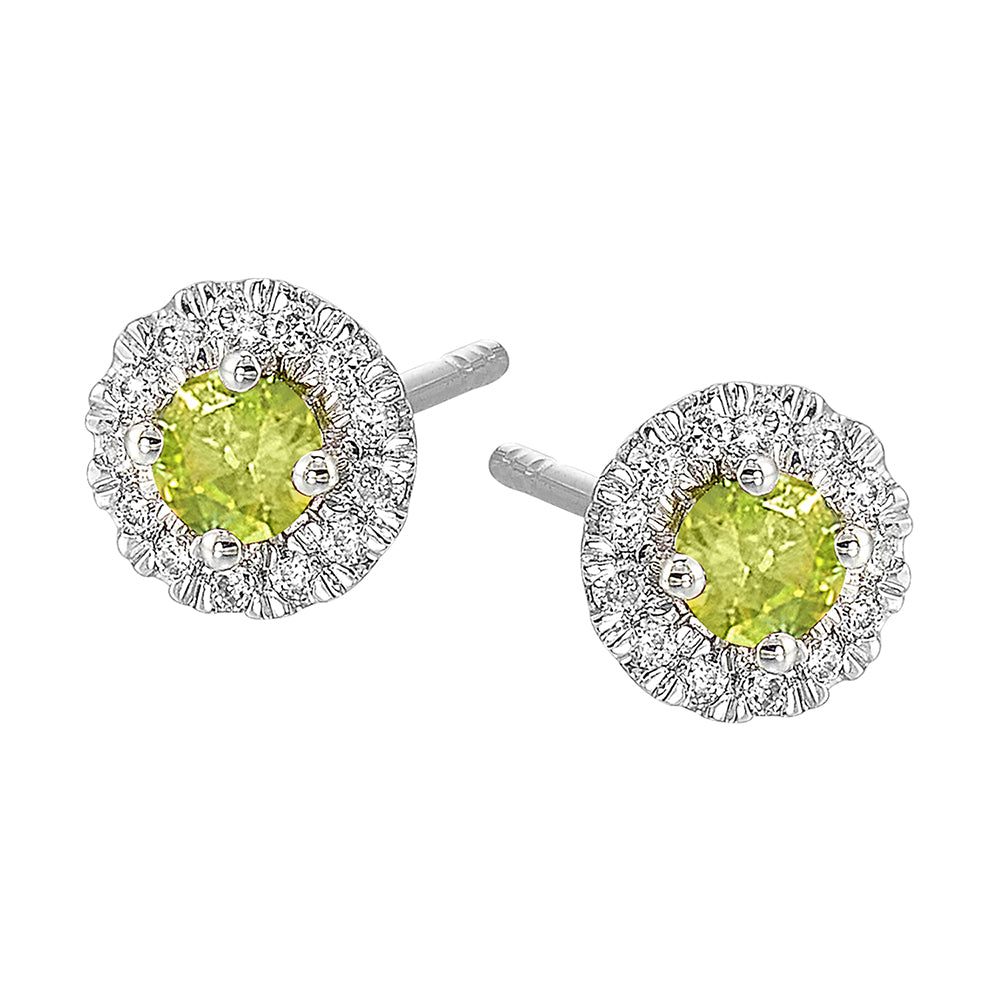10Kt White Gold Diamond 1/10Ctw & Peridot 1/4Ctw Earring