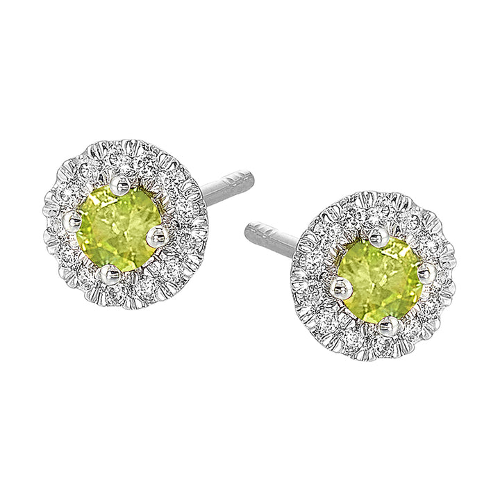 10Kt White Gold Diamond 1/10Ctw & Peridot 1/4Ctw Earring
