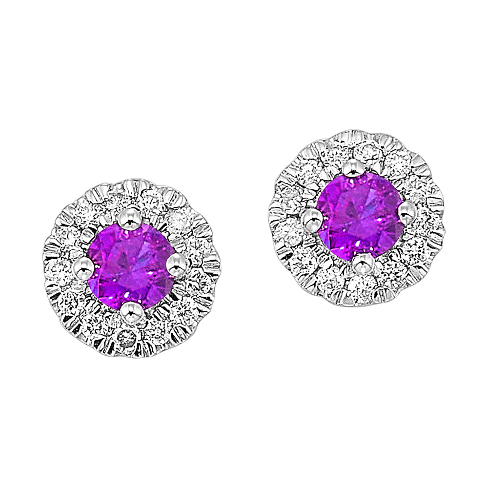 10Kt White Gold Diamond 1/10Ctw & Amethyst 1/4Ctw Earring