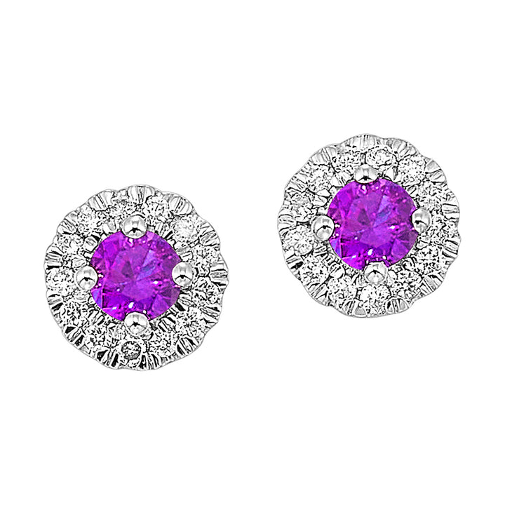 10Kt White Gold Diamond 1/10Ctw & Amethyst 1/4Ctw Earring