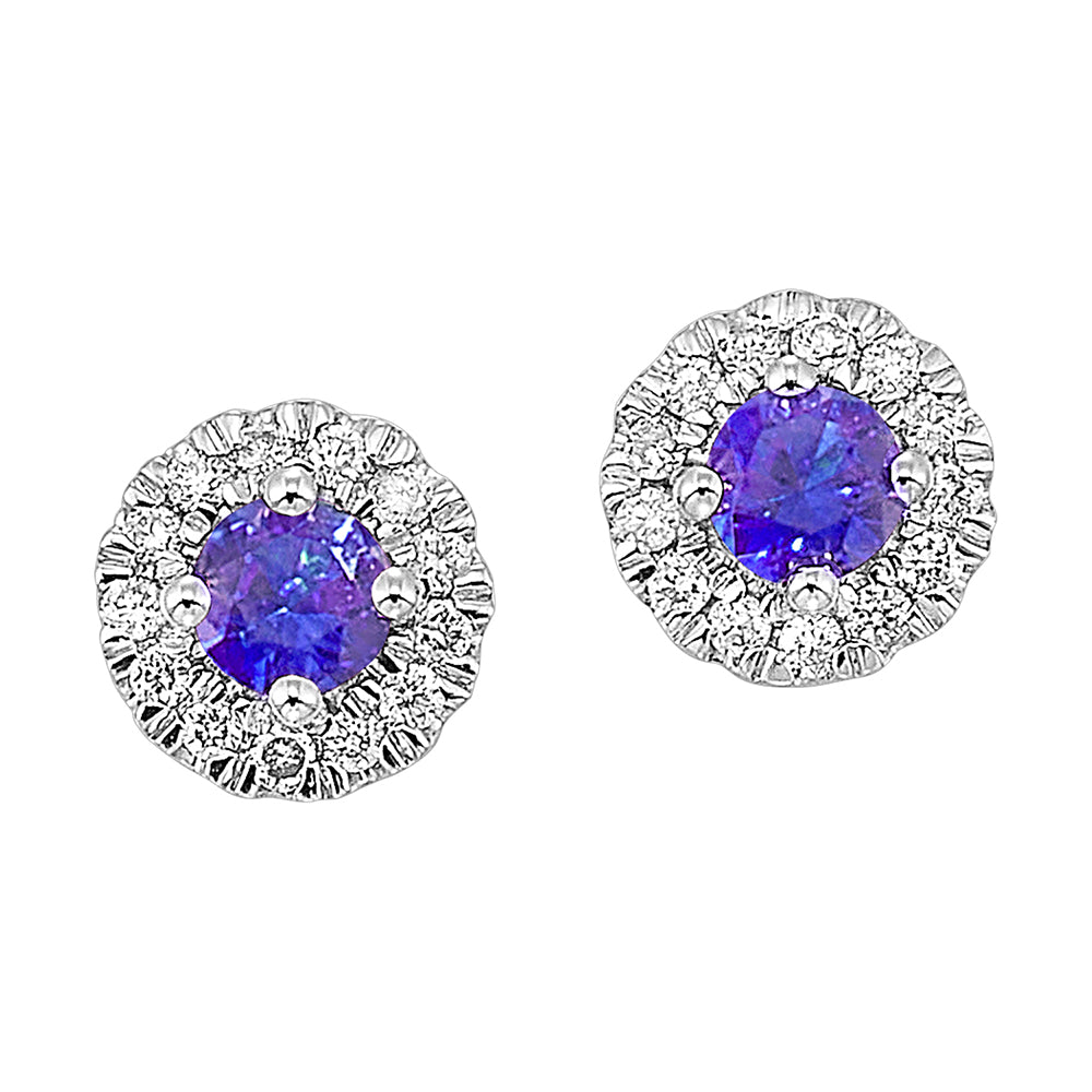 10Kt White Gold Diamond 1/10Ctw & Synthetic Alexandrite 1/4Ctw Earring