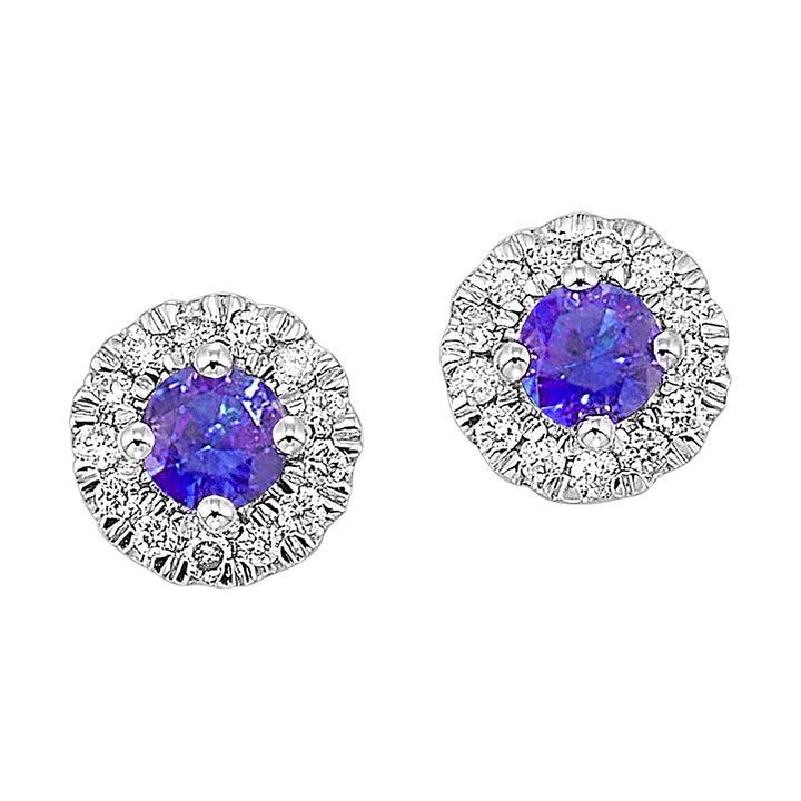 10Kt White Gold Diamond 1/10Ctw & Synthetic Alexandrite 1/4Ctw Earring