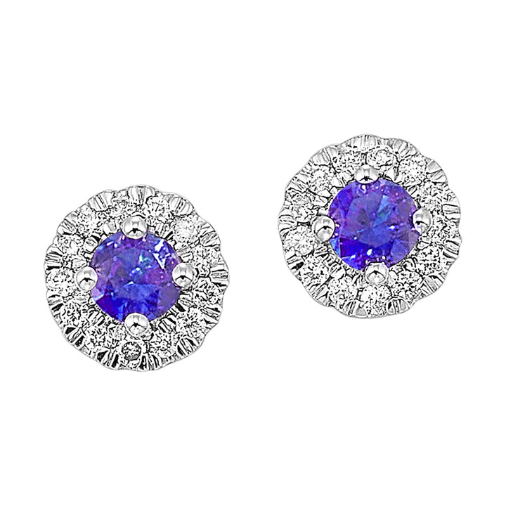 10Kt White Gold Diamond 1/10Ctw & Synthetic Alexandrite 1/4Ctw Earring