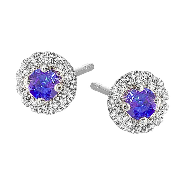 10Kt White Gold Diamond 1/10Ctw & Synthetic Alexandrite 1/4Ctw Earring