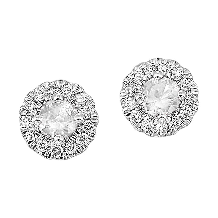 10Kt White Gold Diamond 1/10Ctw & White Topaz 1/4Ctw Earring