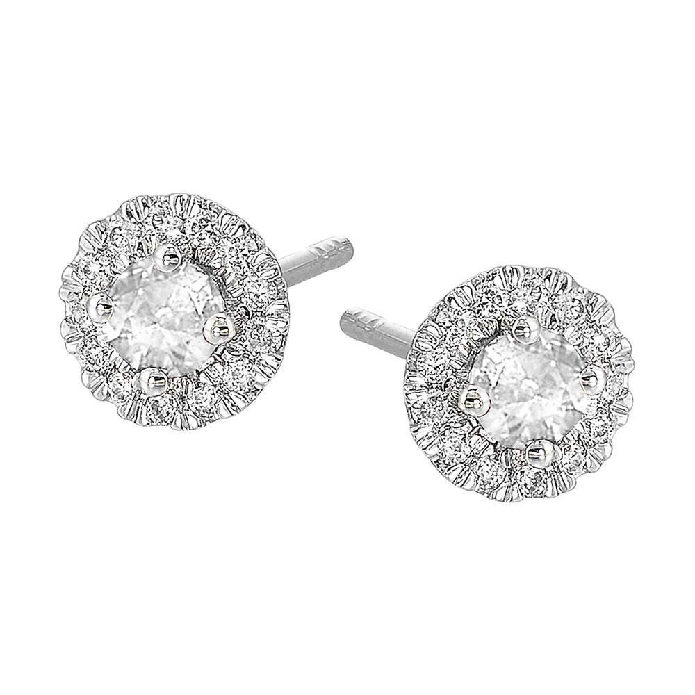 10Kt White Gold Diamond 1/10Ctw & White Topaz 1/4Ctw Earring