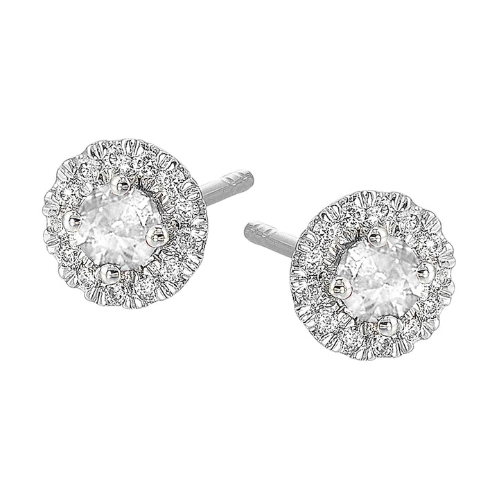 10Kt White Gold Diamond 1/10Ctw & White Topaz 1/4Ctw Earring