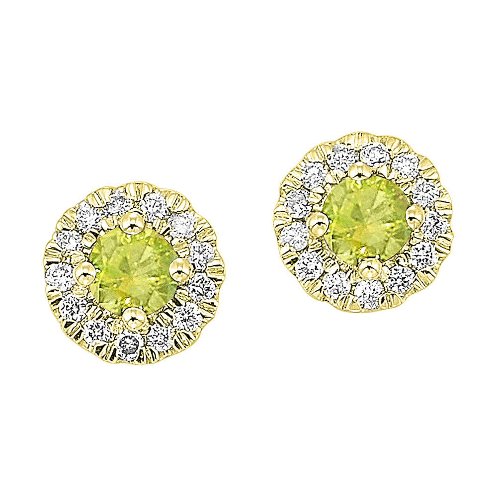 10Kt Yellow Gold Diamond 1/10Ctw & Peridot 1/4Ctw Earring