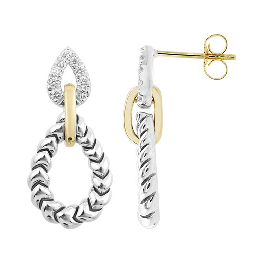 Gold Silver White Yellow Diamond 1/5Ctw Earring