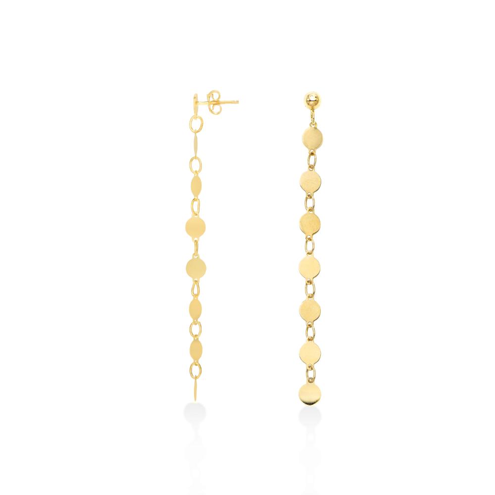 14K Gold Mirror Chain Drop Earring